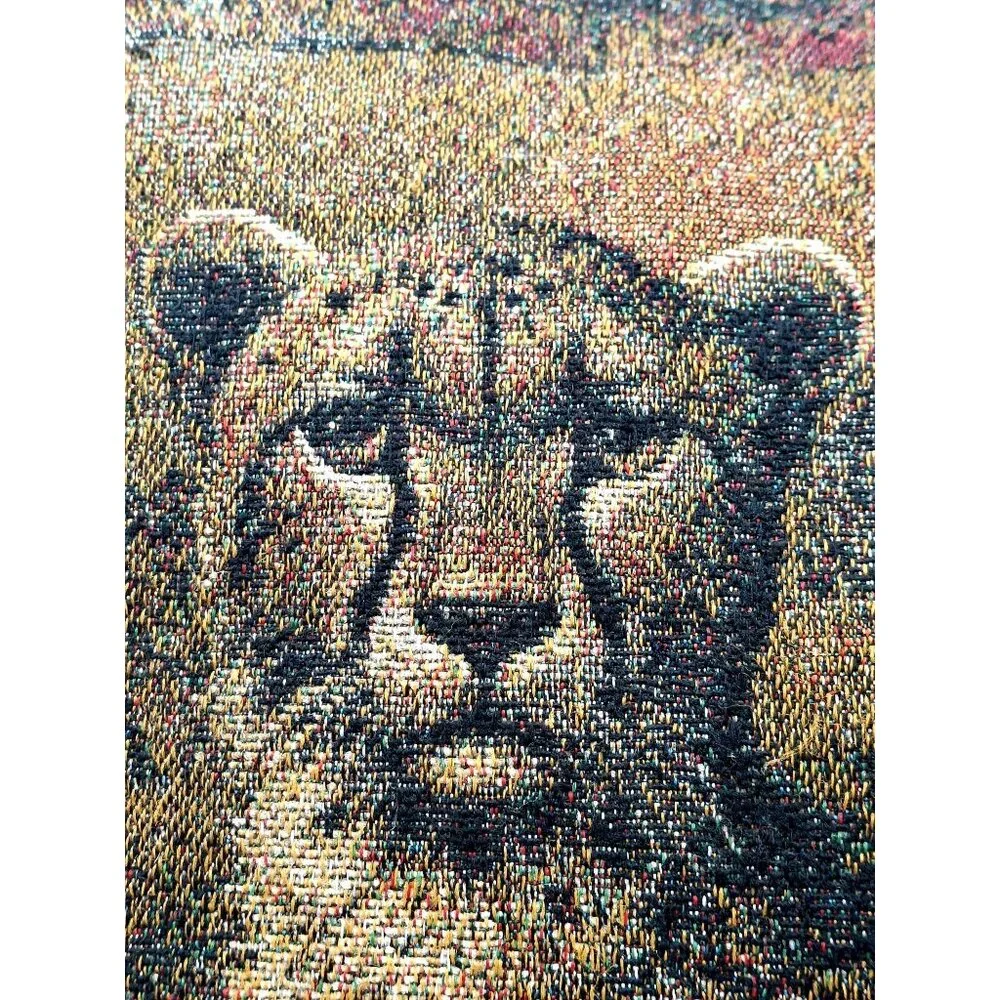 Vtg Mohawk Home Cheetah Tapestry Decorative Throw Pillow